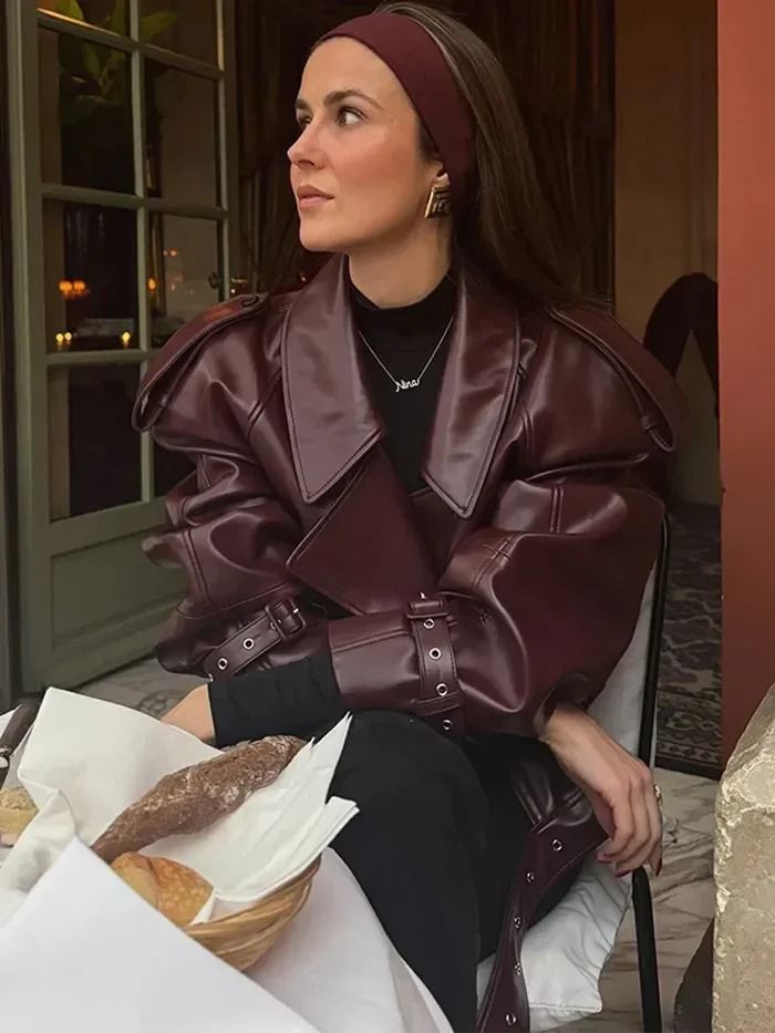 Deri Bordo Ceket